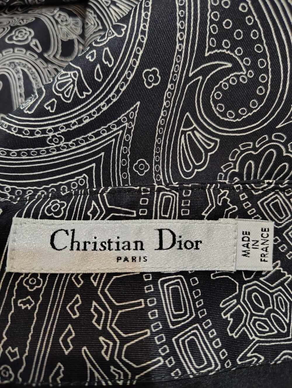 Dior Black and Silver Paisley Long-Sleeve Square Neck Dress - Picture 8 of 8